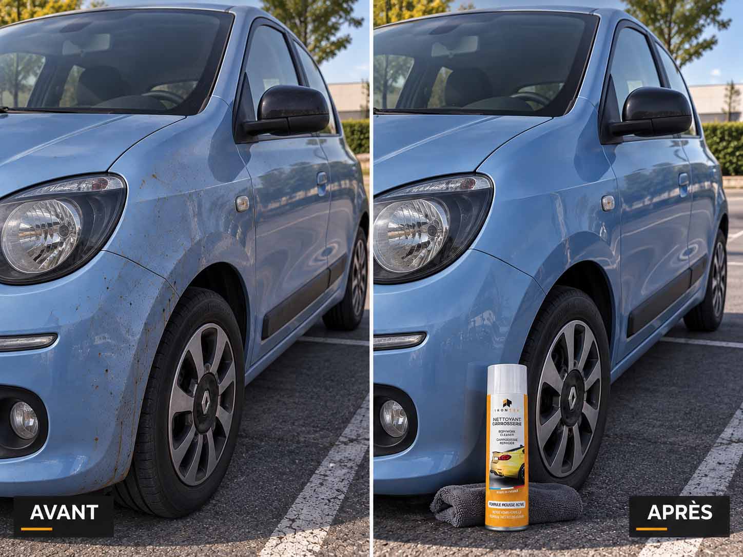 Carrosserie propre après nettoyage d’une Renault Twingo 3